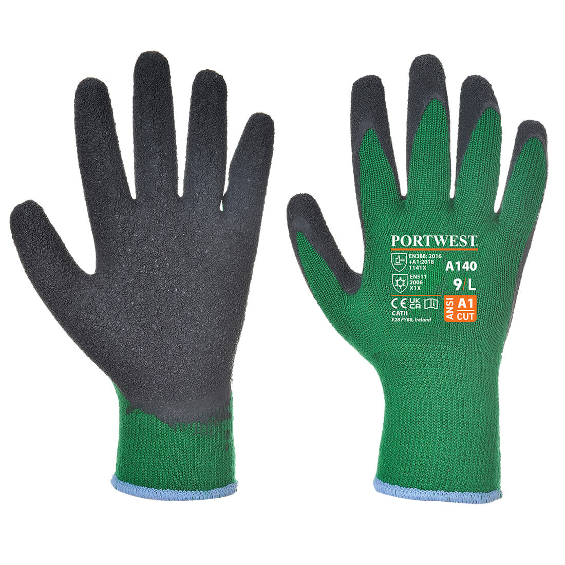 Portwest A140 Thermal Grip Glove Latex Black - Main Image