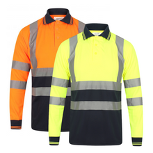 Load image into Gallery viewer, KAPTON WORKWEAR HIGH VIS TWO-TONE LONG SLEEVE POLO SHIRT

