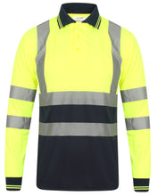 Load image into Gallery viewer, KAPTON WORKWEAR HIGH VIS TWO-TONE LONG SLEEVE POLO SHIRT

