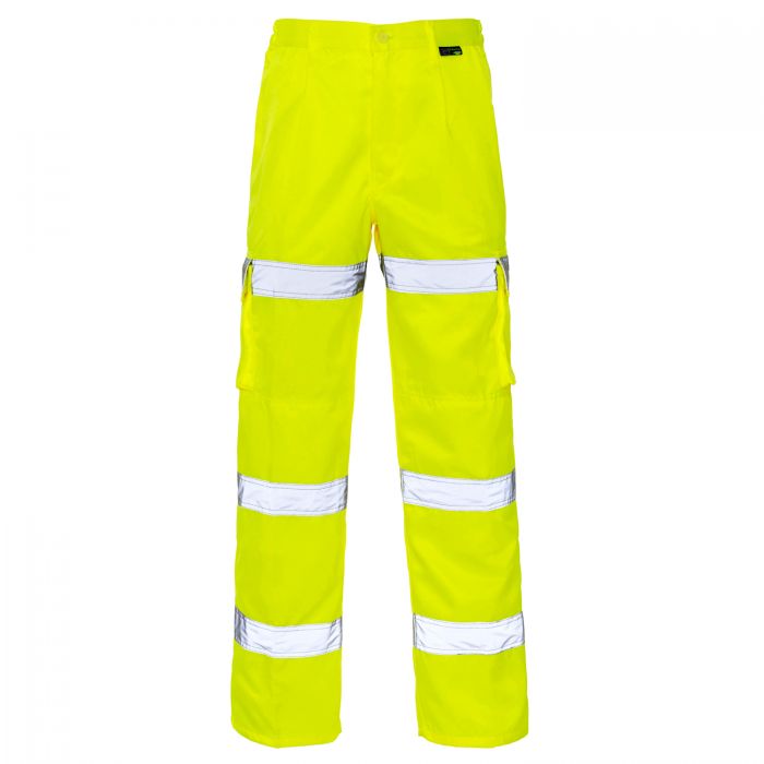 SUPERTOUCH HI VIS YELLOW 3 BAND COMBAT TROUSERS